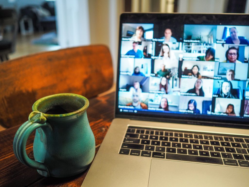 Meeting, laptop, coffee